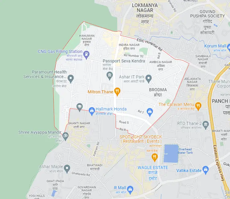 L&T Wagle Estate location map Thane Mulund corridor